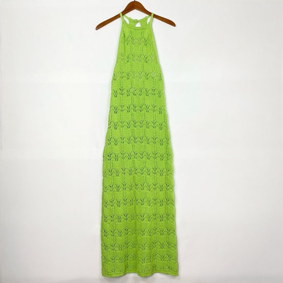 House of Harlow 1960 Crochet Halter Green Maxi Dress Cover Up Party Club Beach - Picture 1 of 4